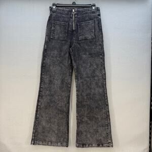 Pol by Anthropologie Corduroy Pants Women's S Black Patch Pockets Wide Flare Leg